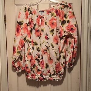 Studio Floral Blouse in Pink and Green